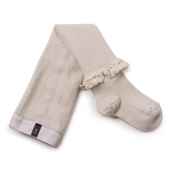 Adeline - Chaussettes hautes en laine Mérinos et maille ajourée avec  dentelle en laine - Jour de Pluie